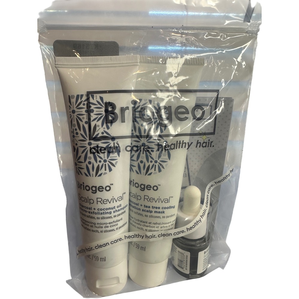 Briogeo Scalp Revival Charcoal Tea Tree Hair Care Travel Set 3 Piece New
